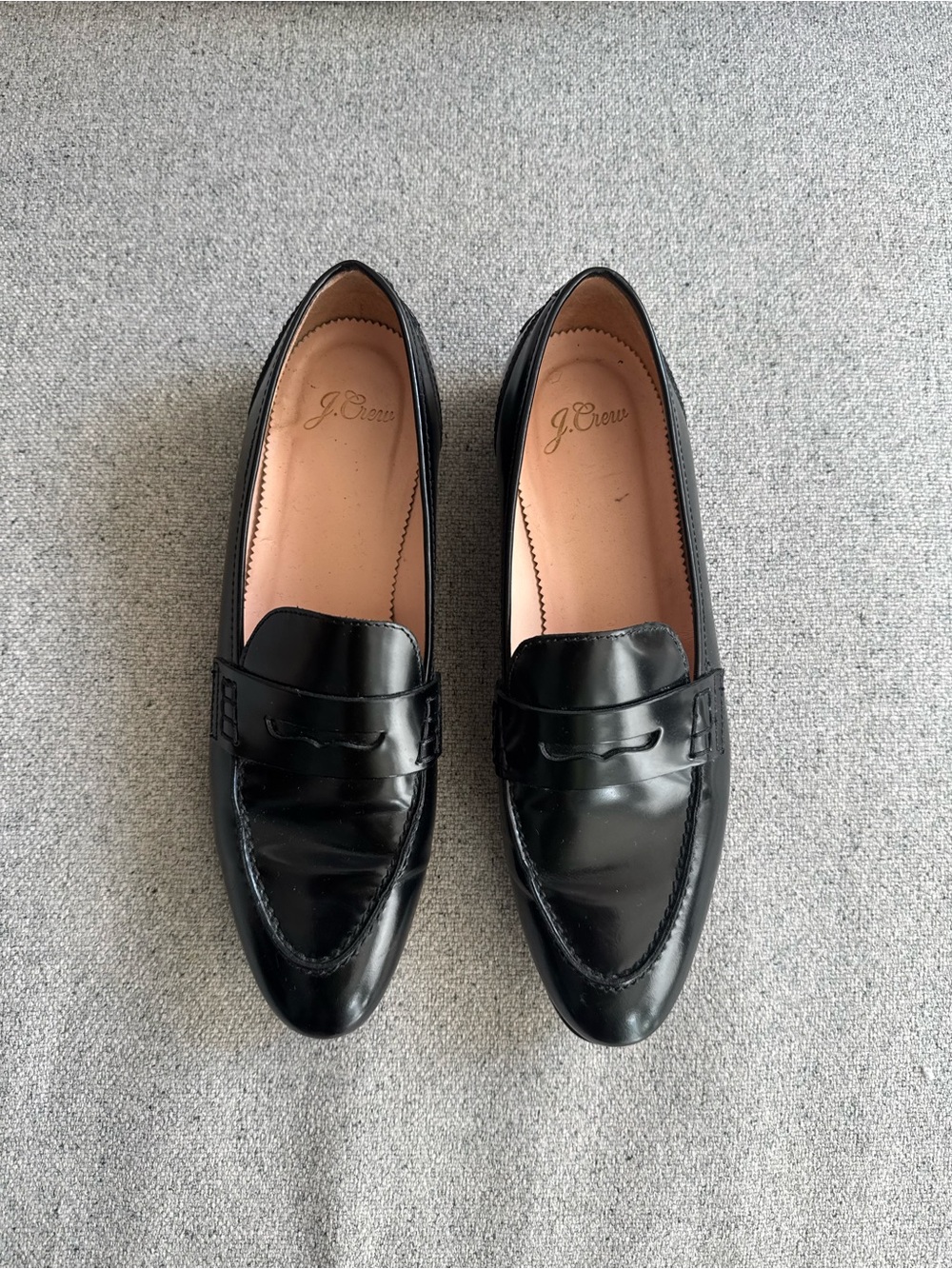 J. Crew Black Patent Penny Loafers